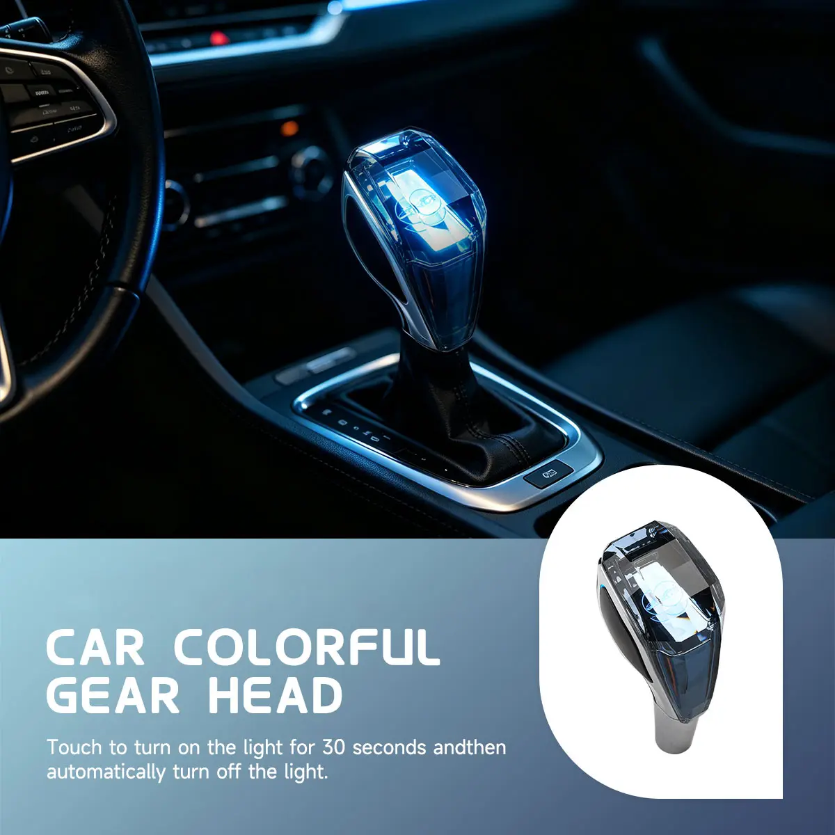 Car Crystal Gear Shift Knob - Touch-Activated, Multi-Color Illumination, Universal Interchangeable Handle Stick Head for Toyota, Lexus, Mazda, Mitsubishi ALPHARD, Subaru, Lada - Car Interior Accessory