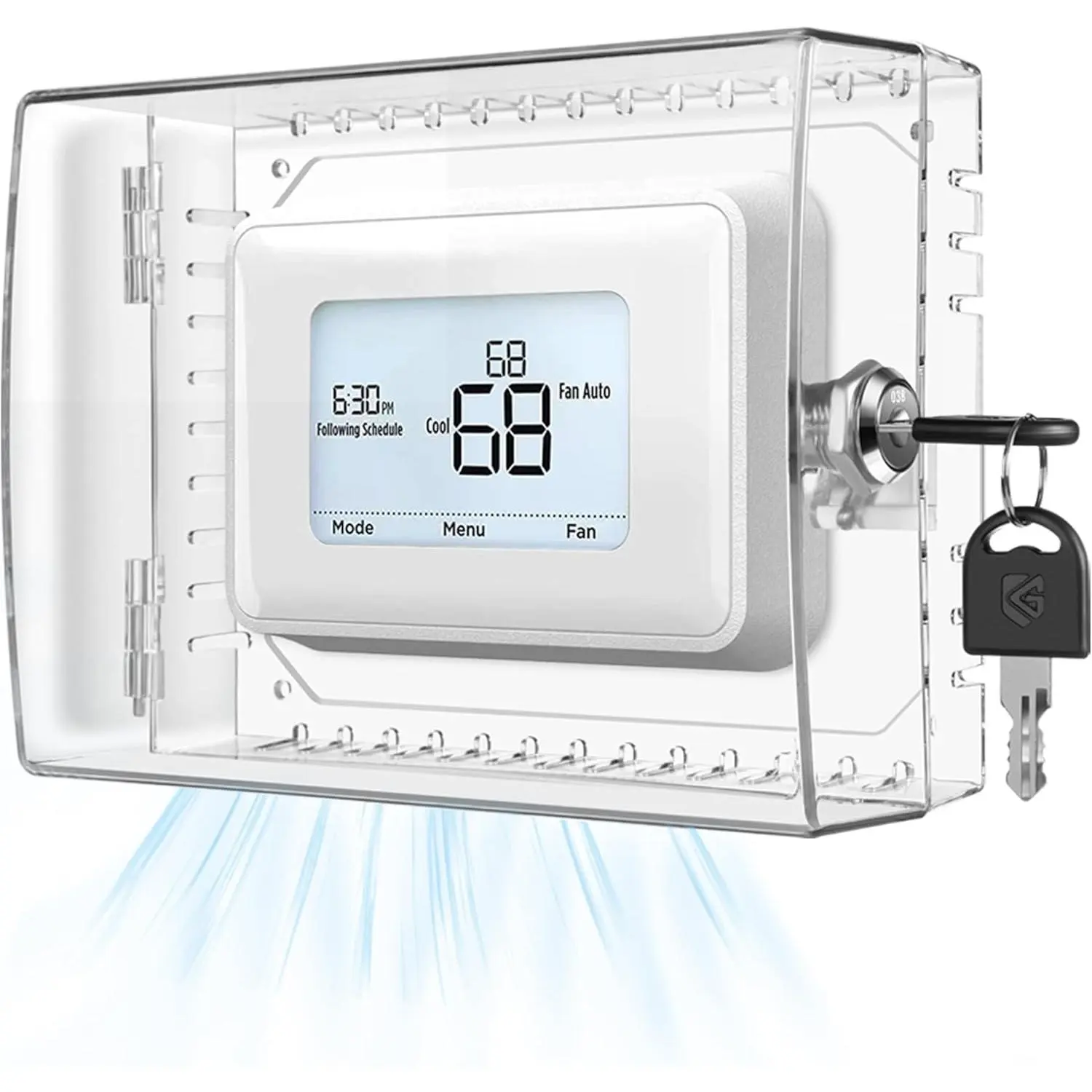 Large Thermostat Lock Box Cover with Key, Clear Thermostat Cover with Lock Compatible With Honeywell  Thermostat  Wall, AC Lock Box Cover with Key Fits Thermostats 5"H x 6" W or Smaller