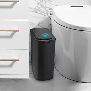 2.6 Gallon Automatic Bathroom Garbage Can with Lid, Cesun Motion Sensor Trash Can, Touchless Smart Plastic Slim Wastebasket for Bathroom, Office, rv, Bedroom, Living Room, Black