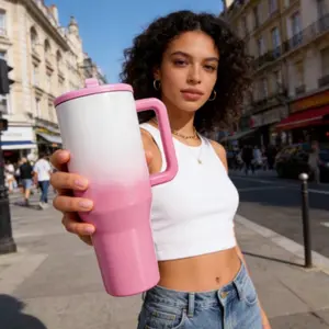 40oz Stainless Steel Insulated Tumbler, Leak-Resistant Travel Cup with Handle and Flip Straw