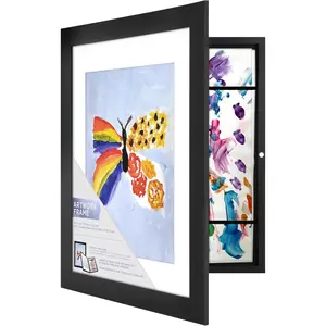 MCS Kids Art Frame 11x14 Matted with 8.5x11 Opening, Black Changeable Picture Frame Kids Artwork Display for (1-Pack)