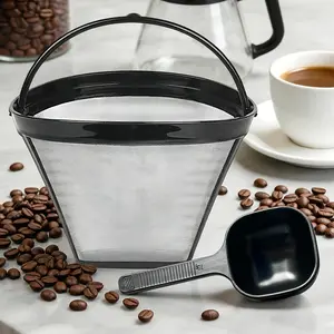 Reusable Coffee Filter Basket with Spoon, No.4 Cone Coffee Maker Filters for Ninja & Cuisinart, Size 04 Pour over Dripper Accessory