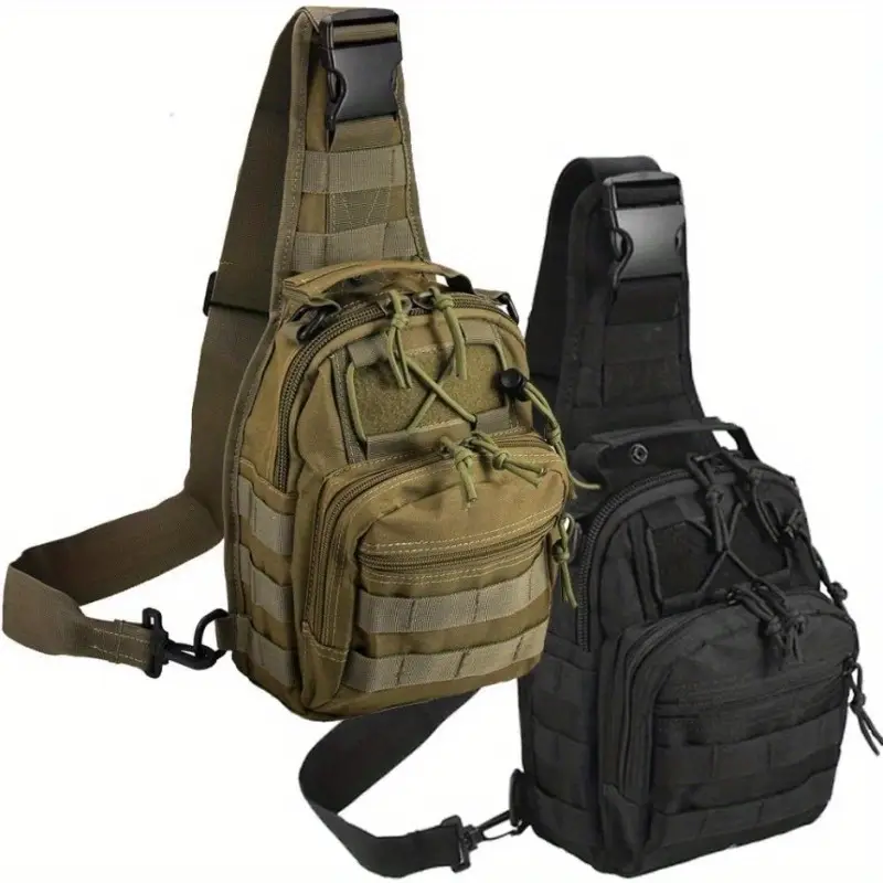 Tactical crossbody bag, chest bag, large-capacity shoulder bag, Molle system, 1000D Oxford cloth, wear-resistant, waterproof, men's and women's sling