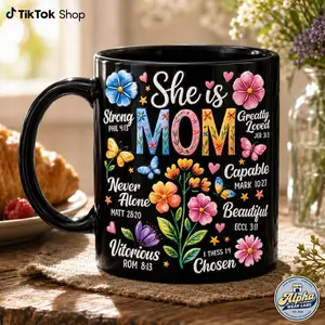 3D Effect Mug She Is Mom Christian Coffee Mug, Inspirational Bible Verse Floral Ceramic Cup Gift For Mother Wife Grandma Women