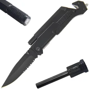 Tiger-USA 5-in-1 EDC Folding Survival Pocket Knife w/ LED Light & Fire Starter