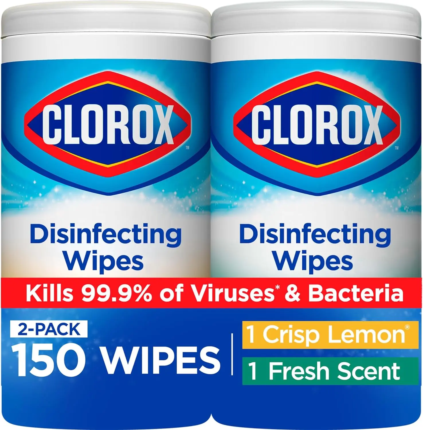 Clorox Disinfecting Wipes Value Pack, Bleach Free Cleaning Wipes, 75 Count Each, Pack of 2, Packaging May Vary CLOO7