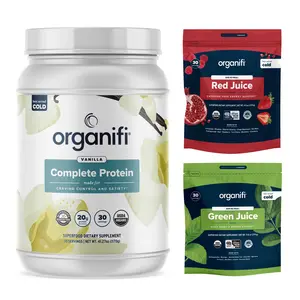 Organifi Protein, Red Juice, Green Juice Bundle Supplement Fitness Dietary Edible