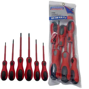 6-Piece Manual Screwdriver Set with Cross and Flat Head Bits, Durable Metal and Plastic Tools for DIY Projects and Home Maintenance, Hand Tools