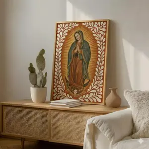 [UNFRAMED] Talavera Virgen de Guadalupe,Mexico Posters,Our Lady of Guadalupe, Mexican Heritage Art, Latina Gifts,Mothers day Gifts