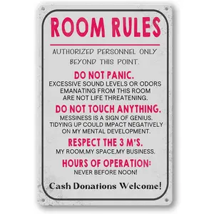 Room Sign For Teen Girls Bedroom Door Decor Teen Boy Room Signs Girl Room Rules Signs Dorm Wall Accessories Cool Things For Teens Funny Metal Tin Sign Gaming Decor 12 X 8 In