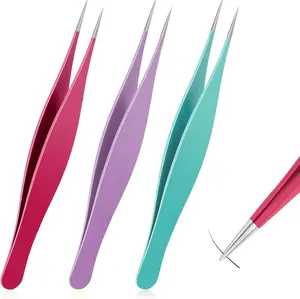 Summer Gift  3 Pcs Point Tweezers Ingrown Hair Tweezers Precision Nose Needle Point Tip Tweezers Fine Point Tip Ingrown Hair Stainless Steel Blackhead Remover for Facial Hair Eyebrow Remover