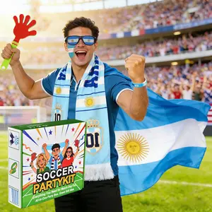 Argentina Soccer Party Supplies – Fan Party Kit, All-in-One Fan Gear with Hand Clapper Noisemaker, Face Paint, Flag, Glasses, Fan Scarf, Wristband for Soccer Watch Party & Sports Events
