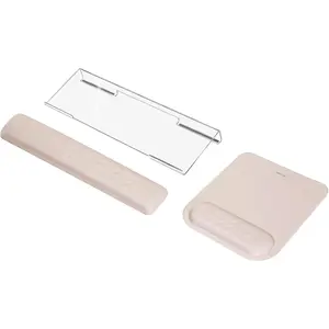 Computer Keyboard Stand&Wrist Rest Support for Keyboard &Mouse Pad Set, Ergonomic Wrist Rest Set, Easy Typing Working Acrylic Clear Stand for Office Home, Apricot