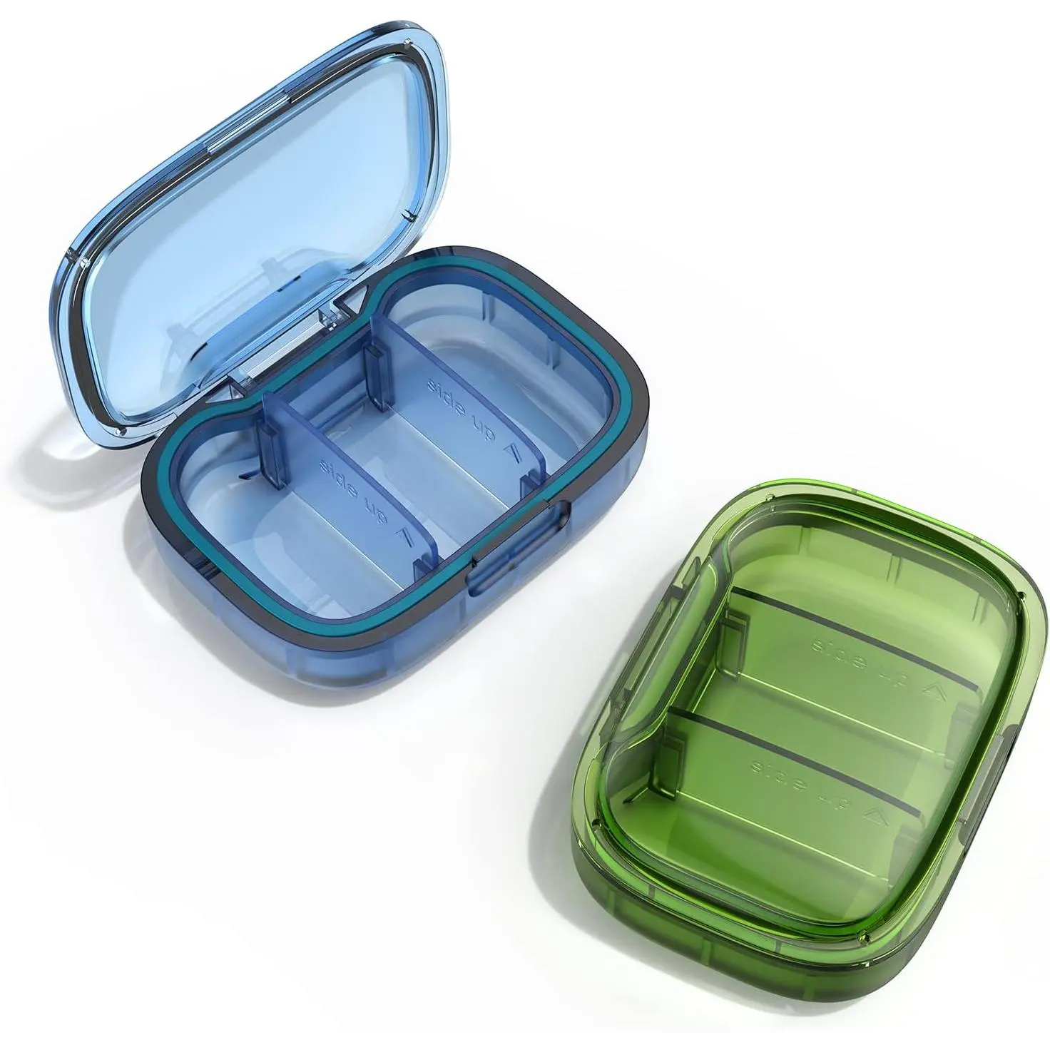 2-Pack Black+Orange 3-Compartment Small Moisture-Proof Pill Box - Daily Portable Medicine Vitamin Container, Vitamins, Multi-Pack Pocket/Purse Travel Organizer, Fish Oil Supplement Storage Bin