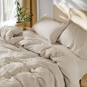100% French Linen King Size Duvet Cover, Soft Breathable for Hot Sleepers, Moisture Wicking & Durable Set with Zipper Closure & 4 Corner Ties, 3 Piece Duvet Covers