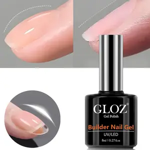Gloz 8-in-1 Builder Gel Rubber Base & Nail Strengthener for Thin Nails, UV/LED Soak Off Gel for Home Salon Nail Art