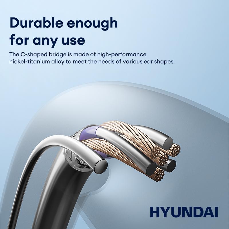 HYUNDAI LP25 Clip On Ear Wireless Headphones, Audio Wireless Earbuds Built-in Microphone for Music & Phone Call,Bluetooth Flash 5.4 Rejects Delays, Waterproof & Dustproof Comfortable for Sports & Workouts