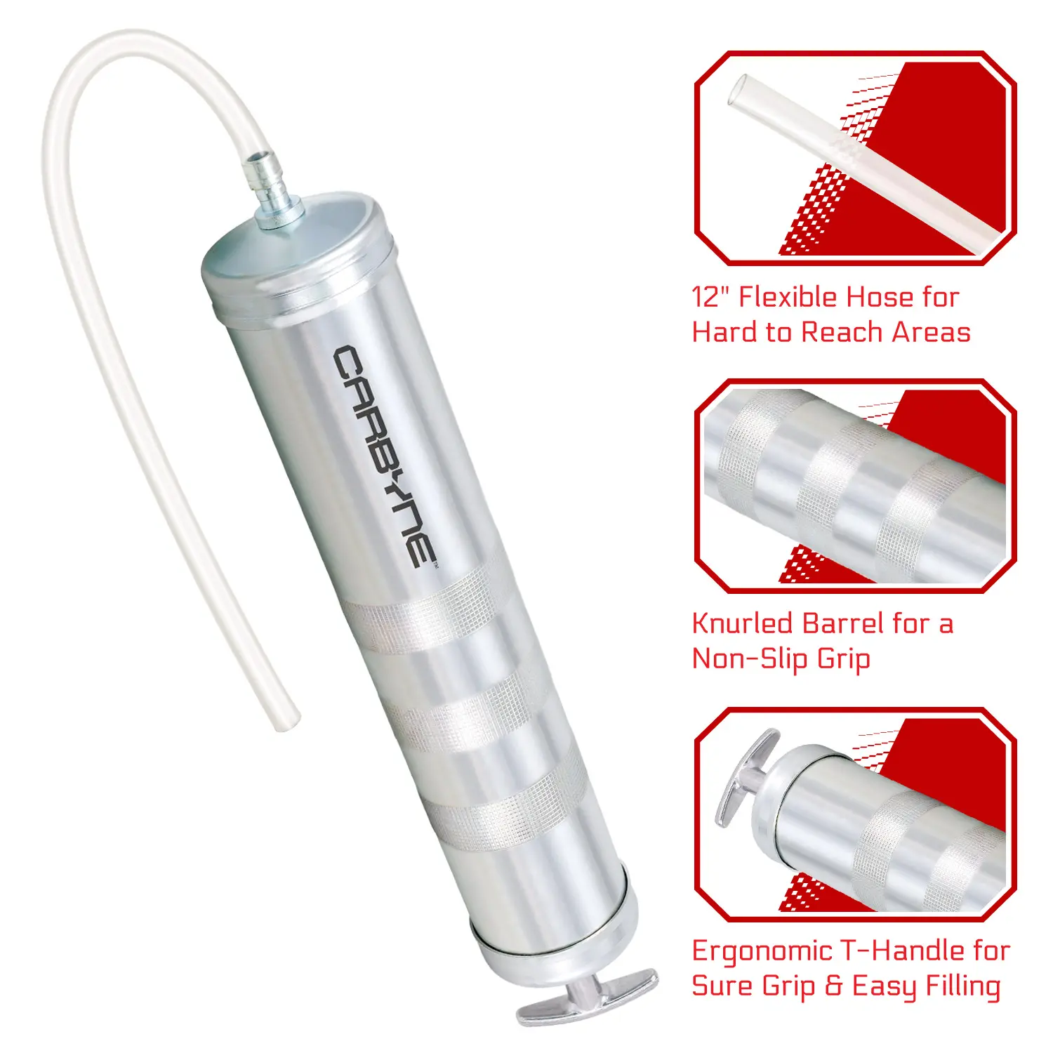 CARBYNE Suction Gun Fluid Extractor, Heavy Duty Professional Quality, Ideal for Automotive, Garage, and Shop Applications