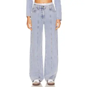 LIONESS Dawson Wide Leg Jeans in Washed Blue
