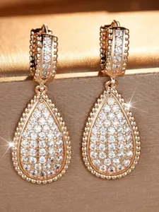 Luxurious Sparkling Teardrop Artificial Diamond Hoop Earrings, Elegant Ear Cuff for Weddings, Parties, Graduations, Valentine's Day Gifts