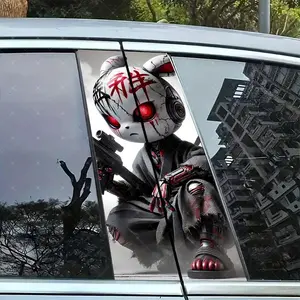 Anime Rabbit Car B Pillar Protection Sticker, Easy Peel & Stick, Sunproof Waterproof Scratch Resistant, Fits All Cars, Car Exterior Decoration