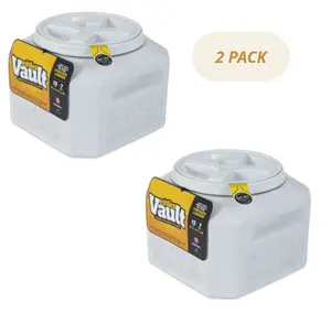 2 PACK Gamma2 Vittles Vault Outback Pawprint Plastic Dry Pet Food Storage Container for Dogs, Gray, 15 Pound Capacity, pet food container, dog food container, pet supplies