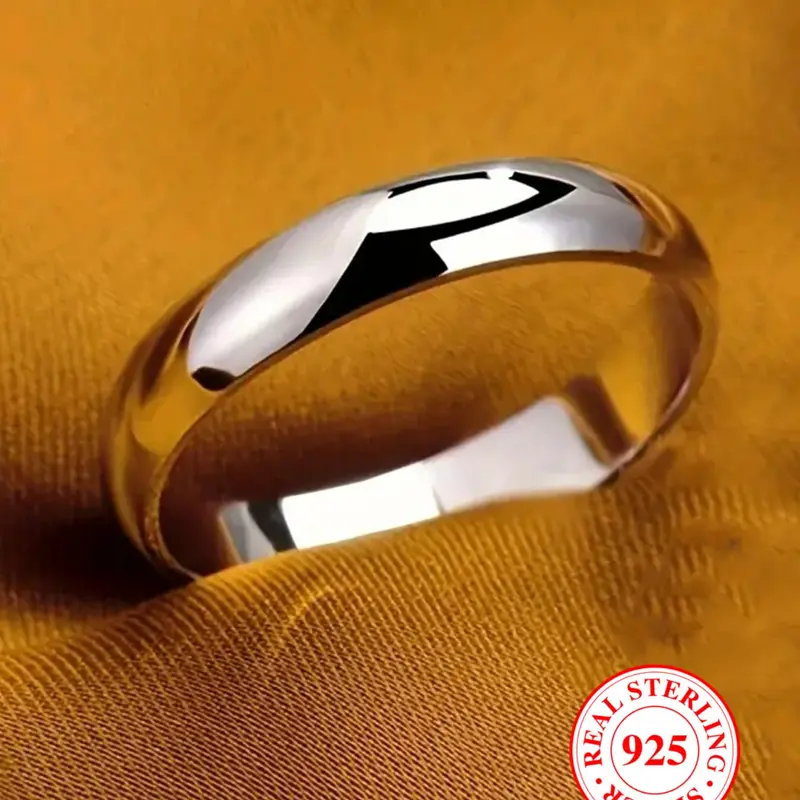 925 Sterling Silver Simple Plain Silver Ring, Circle Ring Band, Elegant Fashion Rings, Fashion Jewelry Accessories for Men & Women, Elegant All-match Fashion Accessories, Elegant Casual Rings