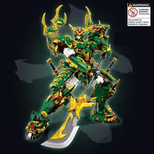 Guangyue Mech Building Block Set, National Wind Warrior Statue, Powerful Weapon Configuration, Multi-Weapon Moveable Design, Boys Collection Level