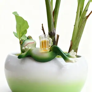 Whimsical Frog Figurines & Planter Hugger -  Little Cute Resin Frog Statue, Decorative Ornament for Home Decoration, Yard Art, Garden & Plant Pot Decor - Adorable Unique Gift for Birthday, Halloween, Thanksgiving & Christmas