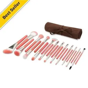 Bdellium Tools Professional Makeup Brush Pink Bambu Deluxe 22pc. Brush Set with Roll-up Pouch