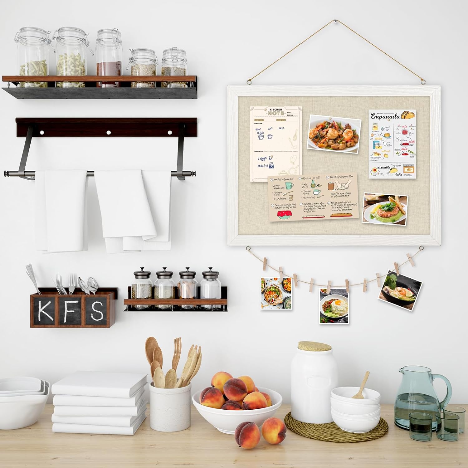 Bulletin Boards with Linen 1-Pack 16''X 12'' Double-Sided Cork Board for Walls Wood Framed Small Pin Board for Home Kitchen Office Decorative Hanging 10 Pushpins Bulletin Boards with Linen 1-Pack 16''X 12'' Double-Sided Cork Board for Walls Wood Framed Small Pin Board for Home Kitchen Office Decorative Hanging 10 Pushpins