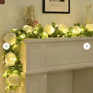 LED Rose Flower Table Runner with Warm Lights, Romantic Wedding Table Decor Garland, Artificial Rose Vine Centerpiece for Dining Table, Party, Bridal Shower & Home Decor