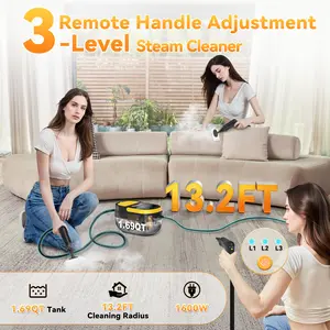 Cleaner, 3-Level Adjustable Handle, Fast 1.69 Qt Large Tank, Steam Cleaner for Steamer with 15 Accessories, Ideal for Home, Tile, Grout, Floor, Car, Dirt & Grease Cleaning