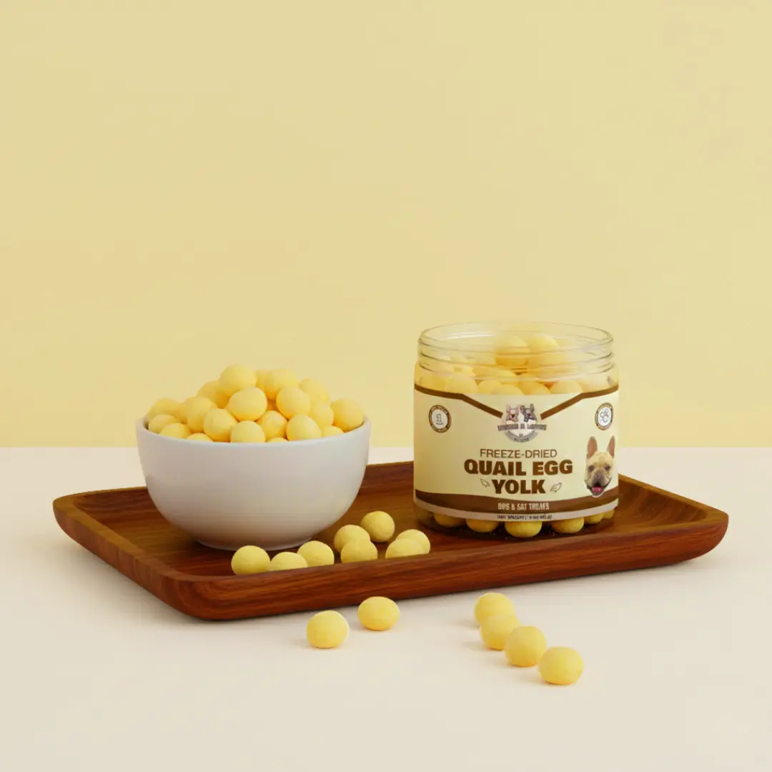 Benji & Louie Freeze Dried Quail Egg Yolk for Dogs, Quail Egg Yolk for Cats, Dogs and Cats Treats or Meal Toppers, Single Ingredient, 3 oz