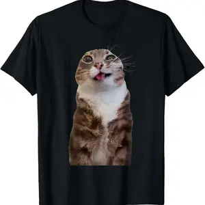Cotton Graphic Tees Streetwear Gifts Rigby Cat Funny Rigby Cat Meme Rigby Cat Silly Cat Trendy T-Shirt Casual Soft Breathable