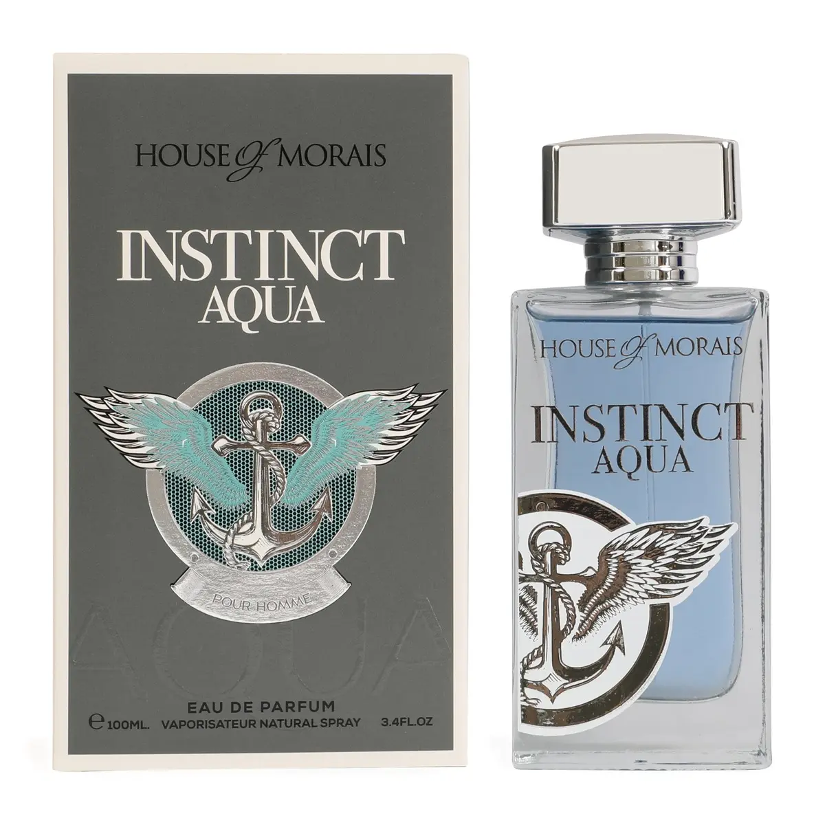 House of Morais Instinct Aqua Spray Perfume Eau de Parfum for Men 100ml Regular Edition Citrus Amber Marine Aromatic Woody Fragrance Lightweight Scent