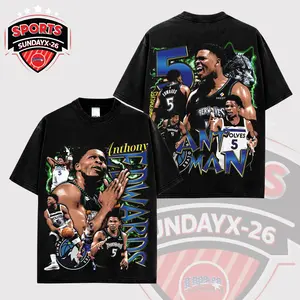 [X-26] 'Ant Man' Anthony Edwards For Wolves Nation High-Quality 100% Cotton T-Shirt (Made In US), Timberwolves Fans Hooper Shirt, Game Day Outfits, Gift For Minnesota Basketball Fans, Basketball Graphic Tee