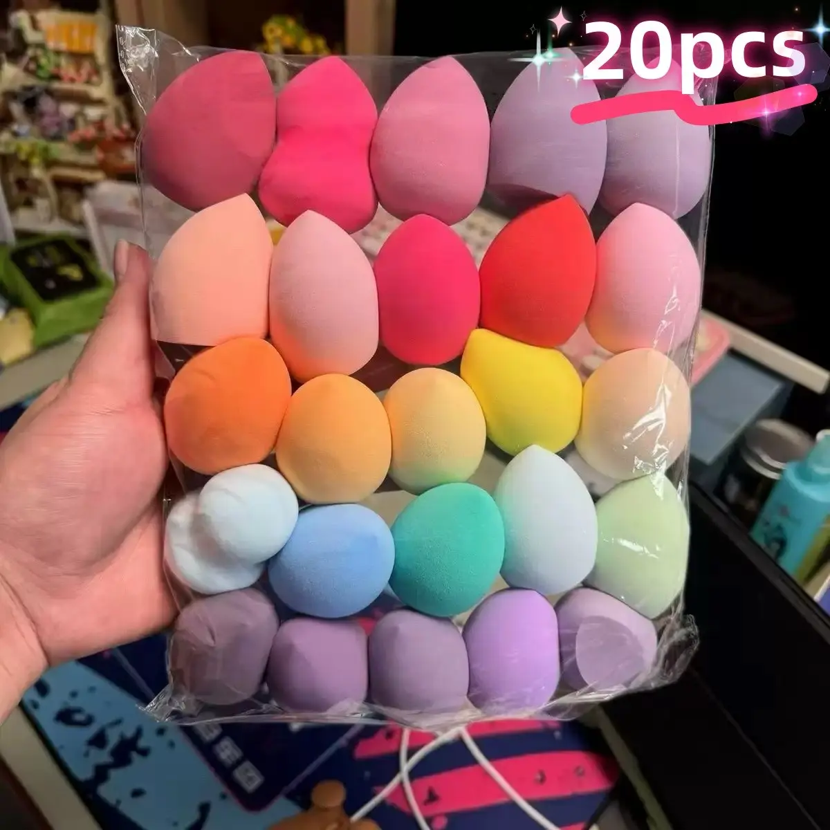 20-Piece Multicolor Makeup Sponge Set, Soft Latex-Free Beauty Blender Sponges, Teardrop, Egg, Gourd Shapes, Dry Wet Use, Smooth Finish
