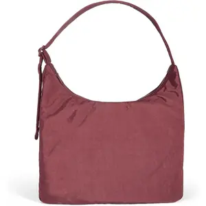 Nylon  Bag - Adjustable Quilted Strap, Structured Slouchy Design with Interior Zip Pocket