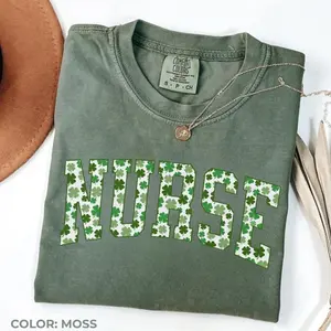 Nurse Comfort Colors Shamrock Shirt, St Patricks Day Shirt, Lucky Irish Four Leaf Clover, Gift For Nurse, RN St Pattys Shirt, ER Nurse Tee - LORA ATCHER