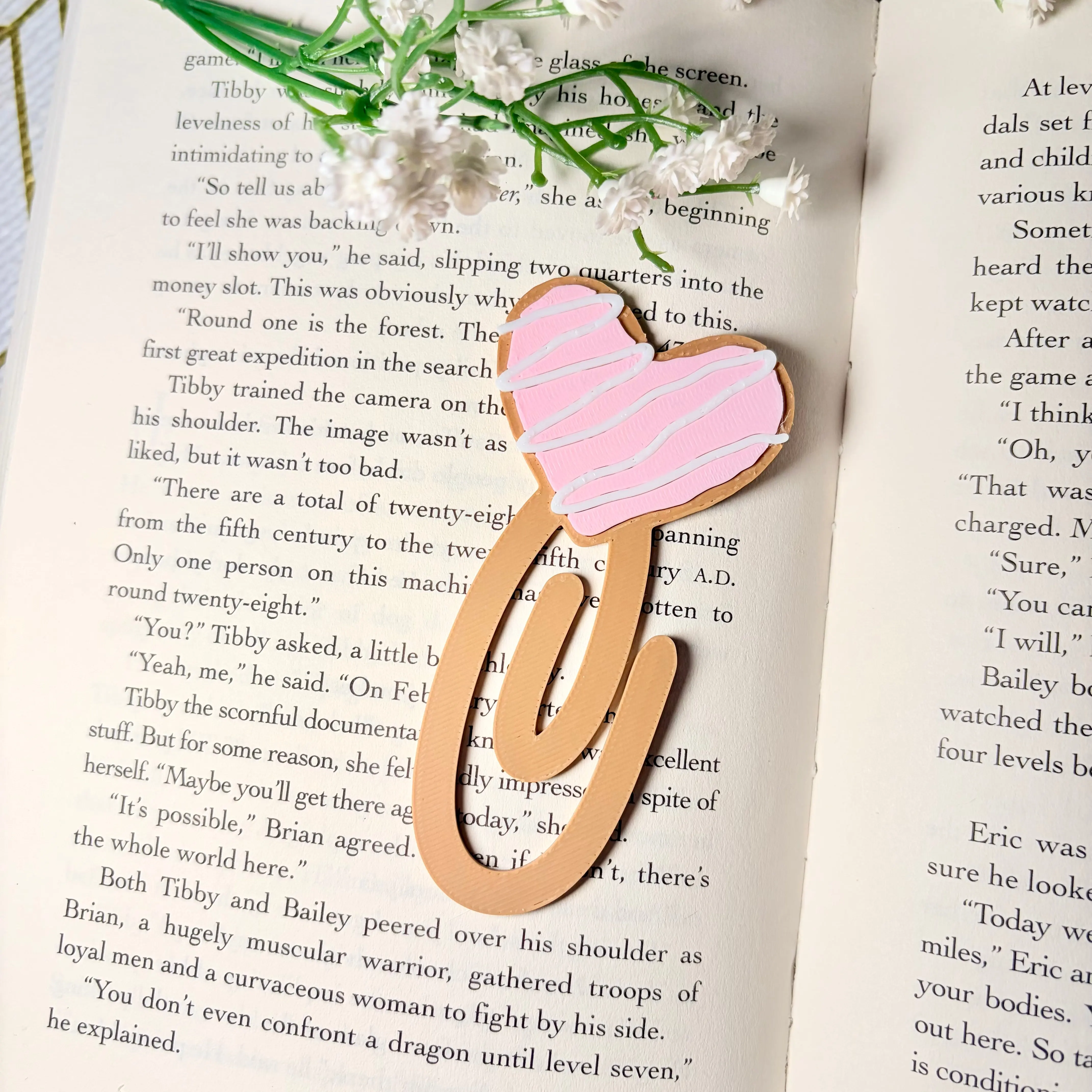 3D Printed Heart Paperclip Bookmark | Cute Book Accessory