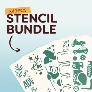 RESPARKED Stencils Mega Bundle 40 pcs - Reusable Stencils for Nature Animals Lettering Patterns & Seasonal Designs
