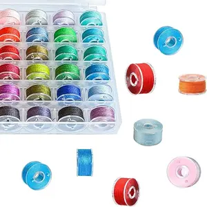 36Pcs Bobbins and Sewing Threads with Bobbin Case,  Bobbins Plastic with Case for Brother, Bro-Ther, Singer, Sewing Machine Accessories (Multi-Color)