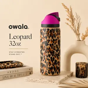 Owala FreeSip Leopard 32oz Limited Edition Leak-Proof Stainless Steel, Water Bottle