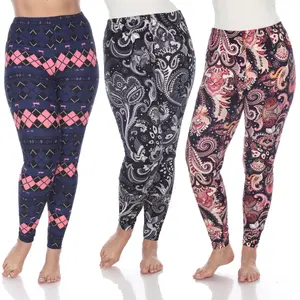 212 MAIN Women's Original High-Waist Full-Length Soft Leggings - Plus Size, Casual, 1 Size, Pack of 3 (Compatible with Dog & Cat Clothing Costumes Pet Supplies)