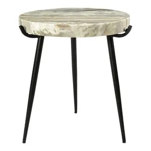 Brinley Marble Accent Table Light Brown