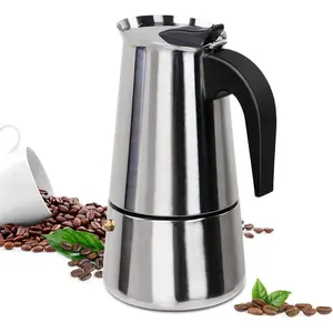 9 Cup 450ml Stainless Steel Moka Pot Italian Espresso Stovetop Coffee Maker Percolator for Induction Stove Portable for Easy Brewing