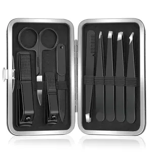 Tweezers Set and Nail Clippers, Tweezers Set for Men, 9PCS Professional Stainless Steel Tweezers No Gaps with Leather Travel Case