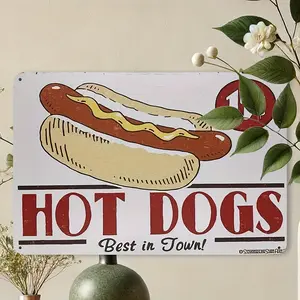 Vintage Hot Dog Metal Sign -  Aluminum Retro Advertising Wall Art for Home, Room, Kitchen, Restaurant, Bar, Coffee Shop, Garage Decor 20.32x30.48 cm