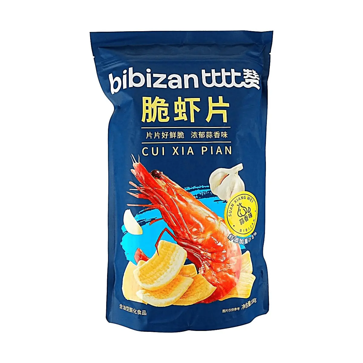 BiBiZan Garlic Flavored Crispy Shrimp Chips 180g - Savory Snack for Parties & Snacking